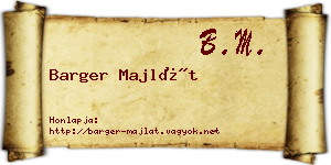 Barger Majlát névjegykártya